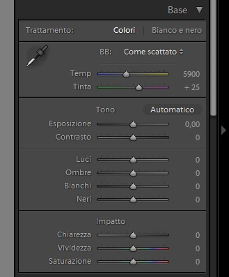 Menu modifiche di base